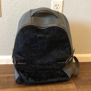 Black velvet/faux leather Kendall Kylie backpack